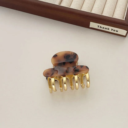 Retro acetate geometric hair barrettes with metal grip closure in medium size
