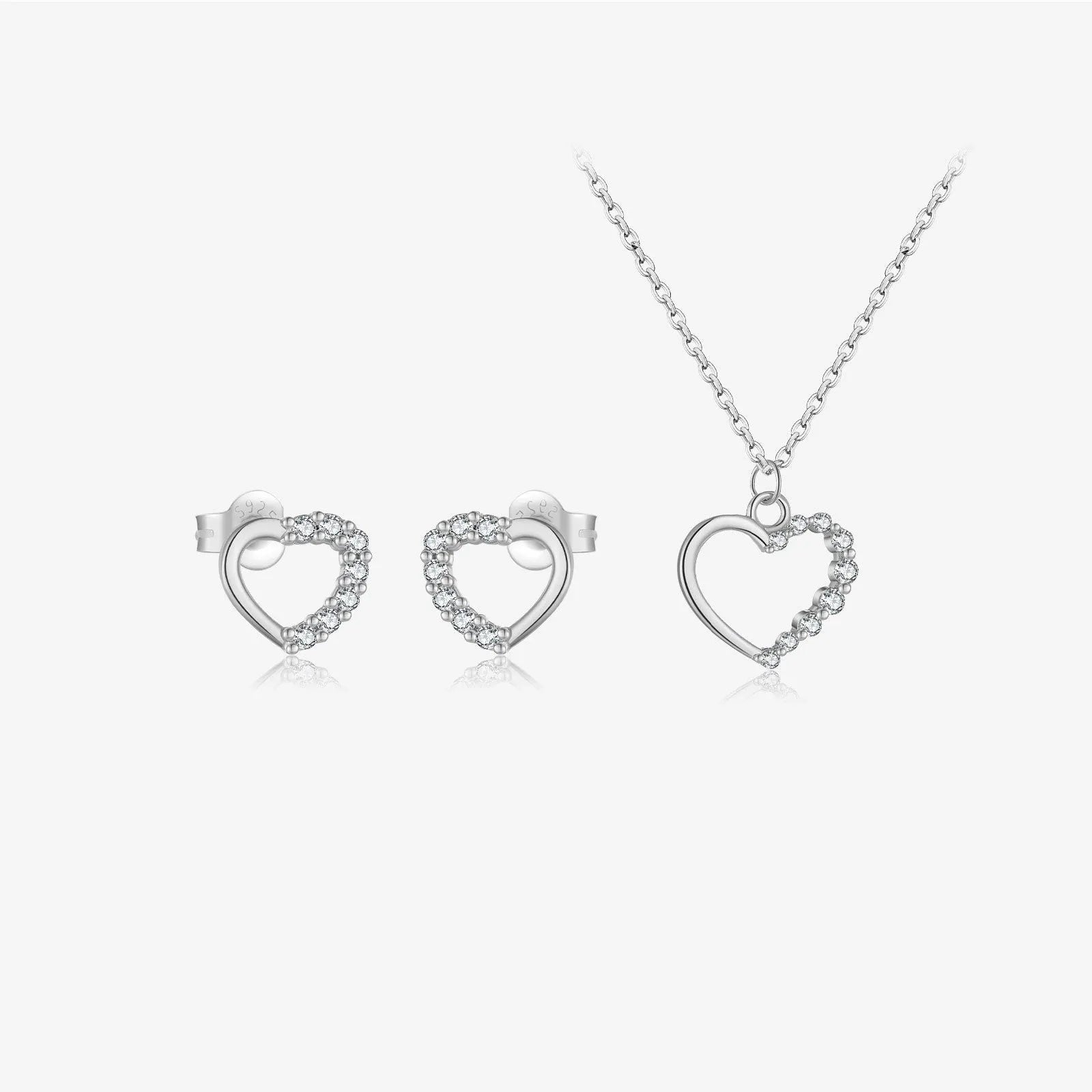 S925 sterling silver hollow heart pendant necklace on a regular chain with gold-plated finish options