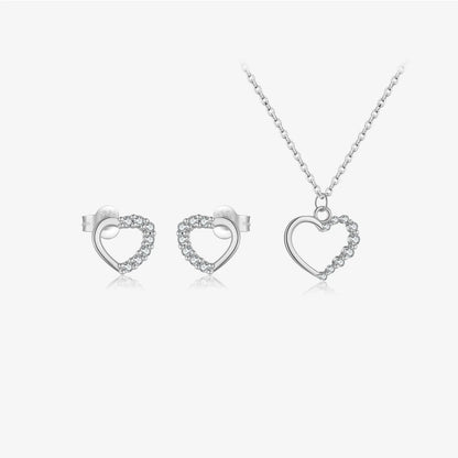 S925 sterling silver hollow heart pendant necklace on a regular chain with gold-plated finish options