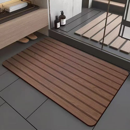 American-style wood grain bathroom floor mat with geometric pattern in diatom ooze material, non-slip and antifouling