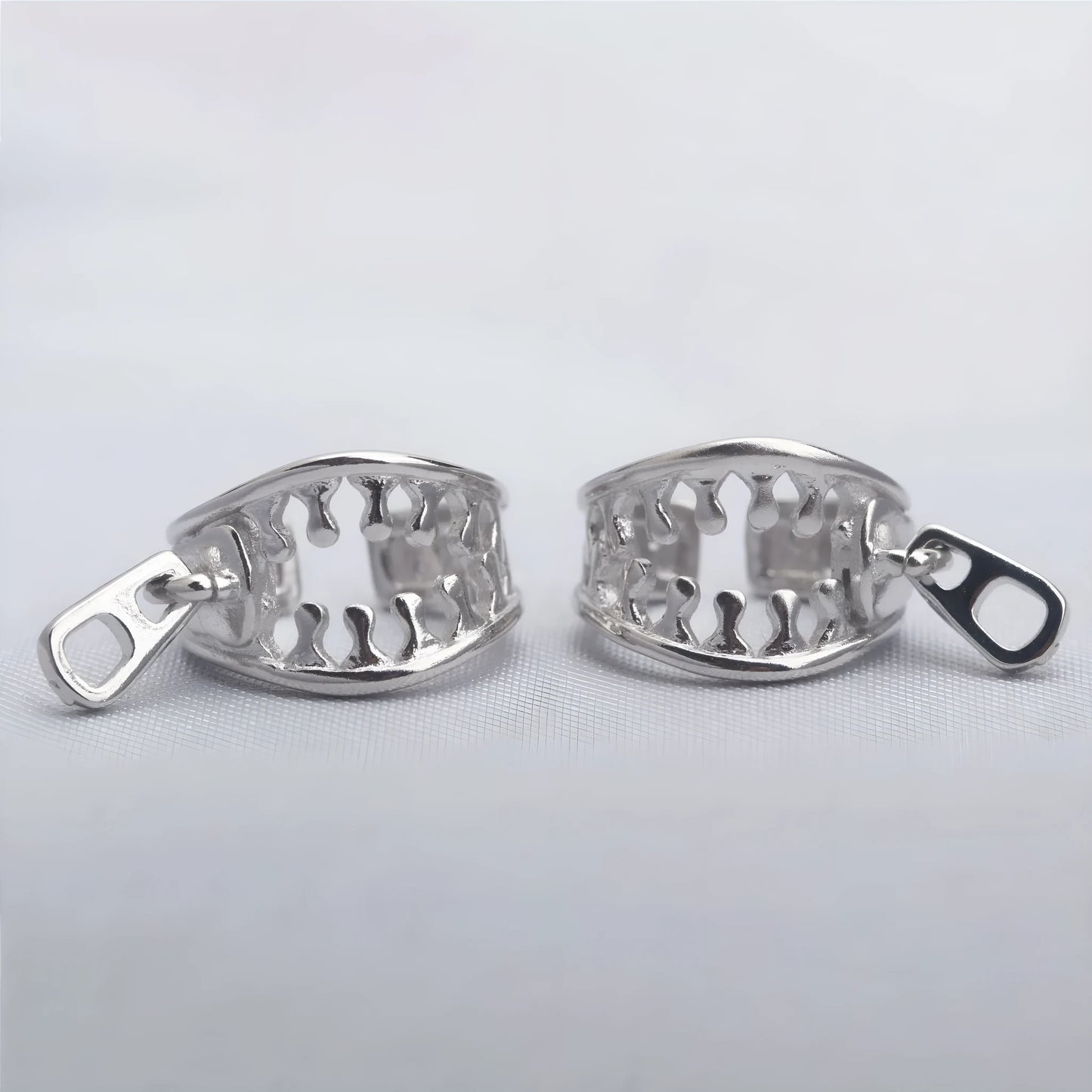 Copper geometric ear bone clips with line design and zipper ear clip mechanism in colour ES862