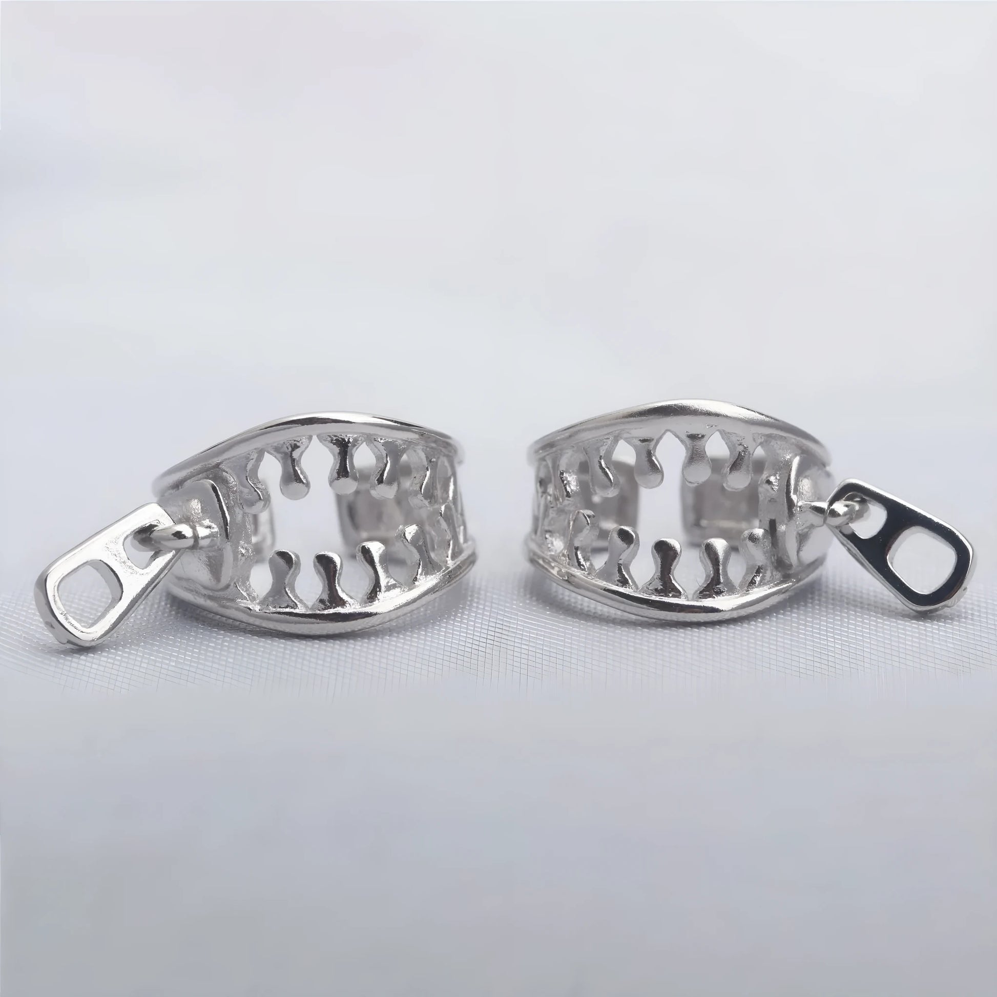 Copper geometric ear bone clips with line design and zipper ear clip mechanism in colour ES862