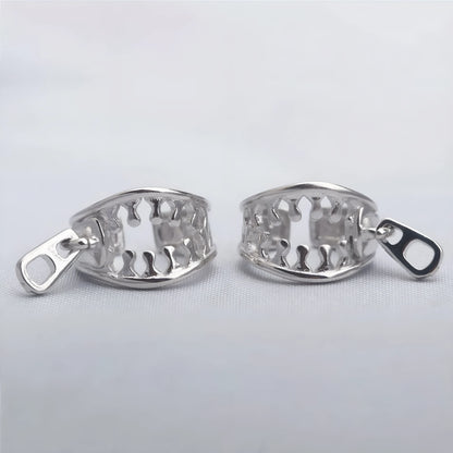 Copper geometric ear bone clips with line design and zipper ear clip mechanism in colour ES862