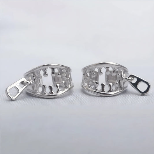 Copper geometric ear bone clips with line design and zipper ear clip mechanism in colour ES862