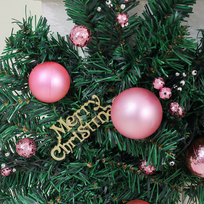2.7 metre pink artificial rattan Christmas garland with 240 PVC foliage heads and optional coloured lighting