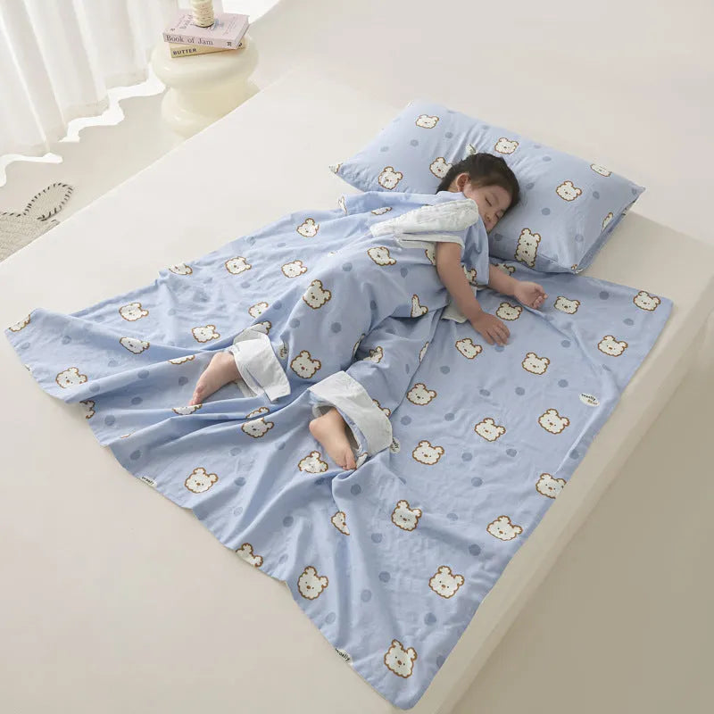 Anti-kick sleeping bag multifunctional cover blanket in summer colour option with antibacterial fibre filling