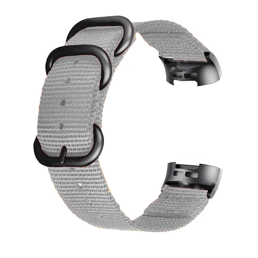 Army Green nylon three-ring buckle replacement strap for Fitbit Charge fitness tracker