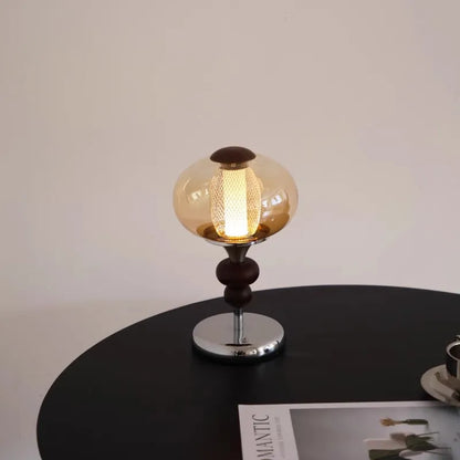 Solid wood retro palace table lamp with touch switch and three colour lighting