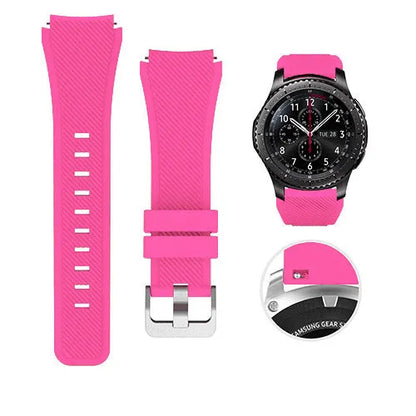 S3 Twill compatible silicone sports watch strap in multiple colours showing 125mm by 98mm dimensions
