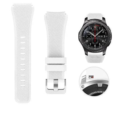 S3 Twill compatible silicone sports watch strap in multiple colours showing 125mm by 98mm dimensions