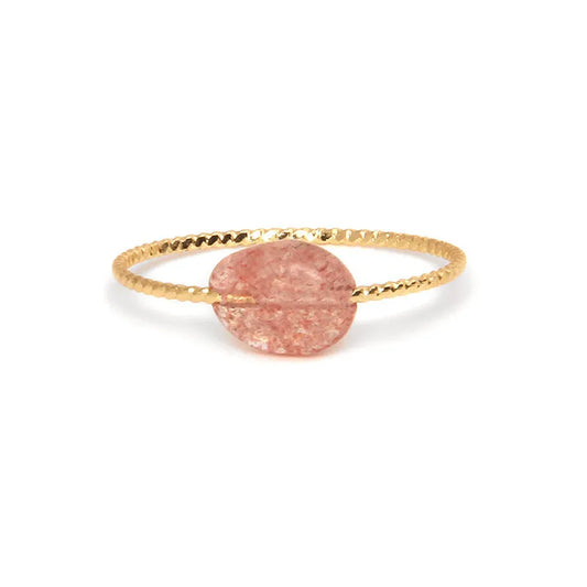Geometric agate ring in natural stone with original design, showing one of eight colour variations for women's jewellery