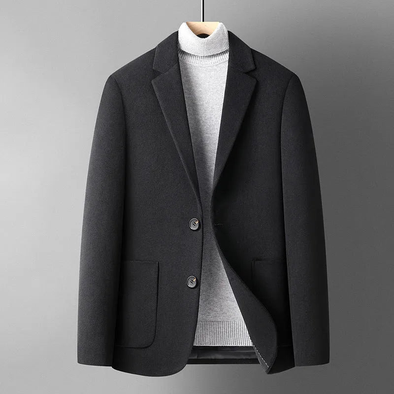 Men's slim-fit wool suit in grey colour with non-ironing fabric for autumn and winter wear