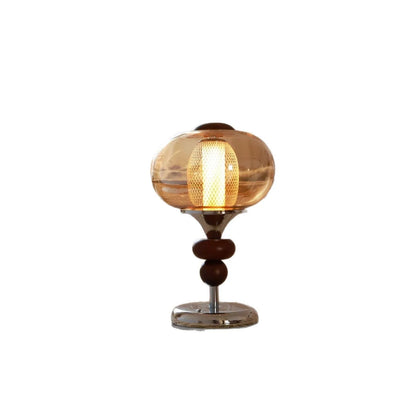 Solid wood retro palace table lamp with touch switch and three colour lighting