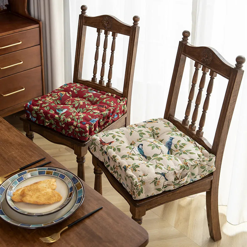 American-style dining chair back cushion with floral pattern, 40cm by 40cm by 8cm dimensions