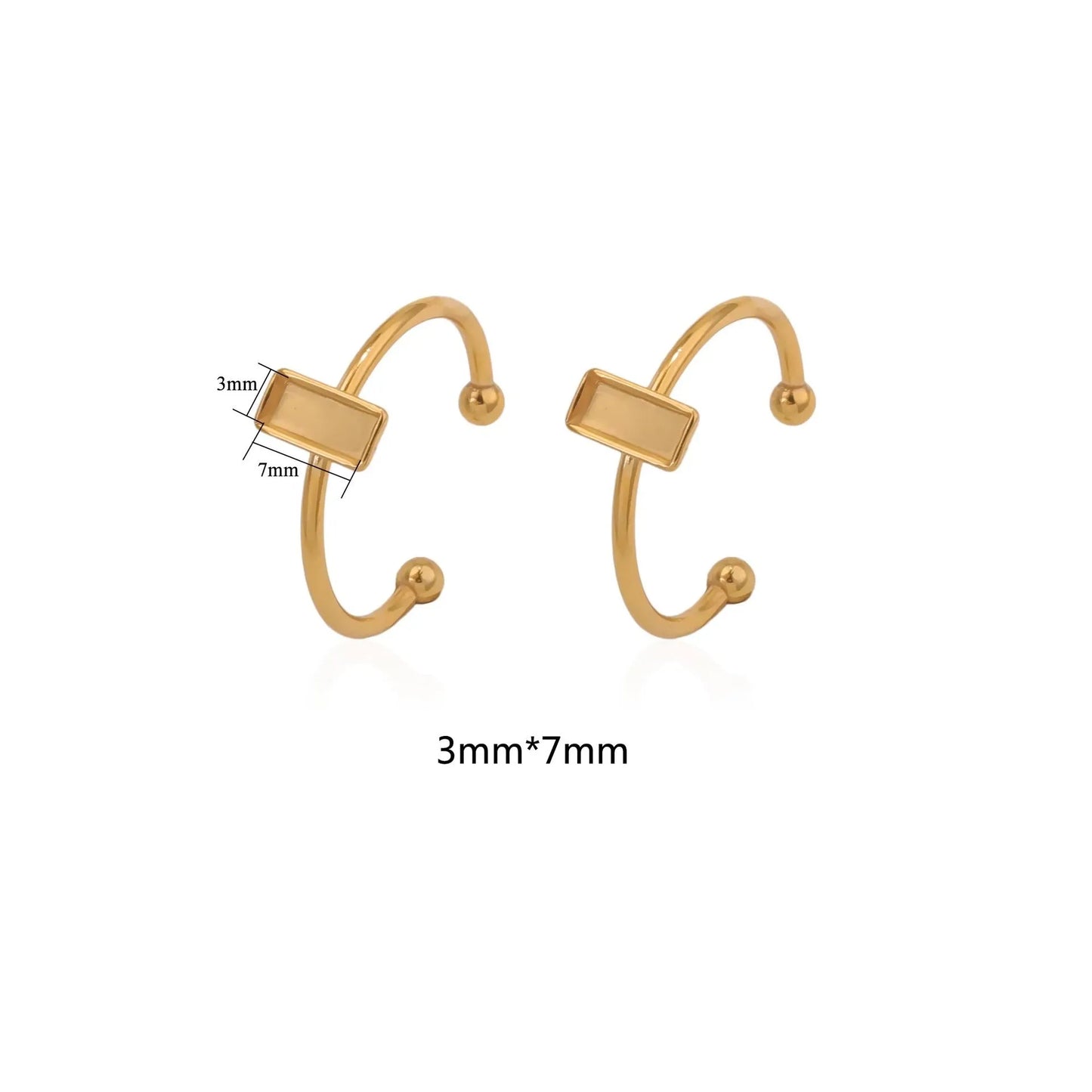 Stainless steel DIY ring setting with electroplated gold finish and totem pattern decoration