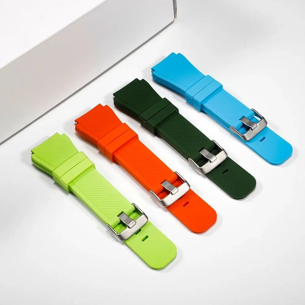 S3 Twill compatible silicone sports watch strap in multiple colours showing 125mm by 98mm dimensions