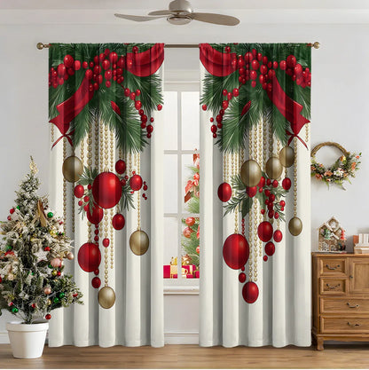 3D digital printed Christmas curtains with festive pattern, available in two sizes with high sunshade function