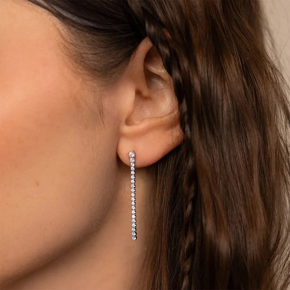 Geometric zircon earrings with Chinese style lines in stainless steel, gold and steel colour options