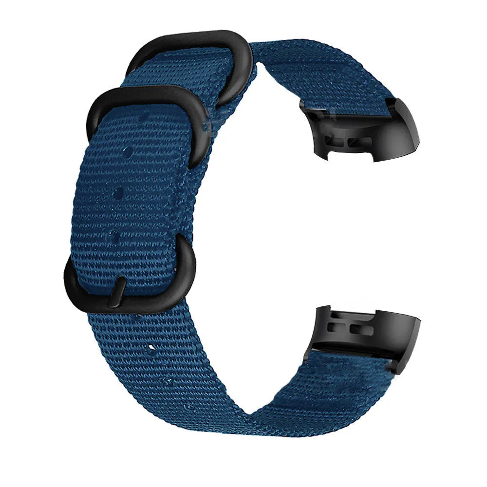 Army Green nylon three-ring buckle replacement strap for Fitbit Charge fitness tracker