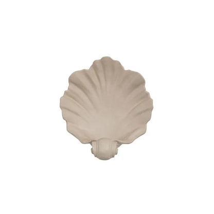 White resin shell-shaped fruit plate ornament with detailed texture, approximately 20-25cm diameter