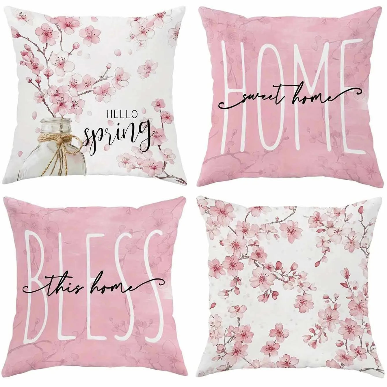 45cm square cherry blossom pattern velvet cushion cover in four colour options for sofa decoration