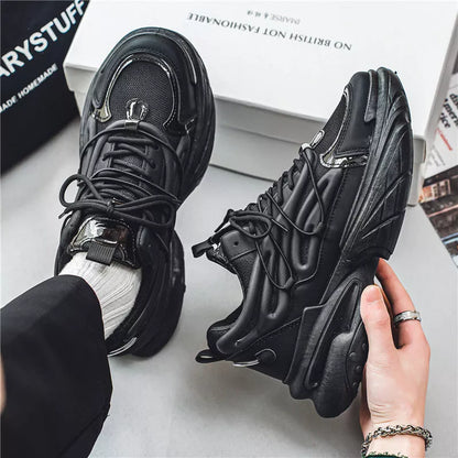 Men's breathable mesh sneakers in beige and black with rubber sole