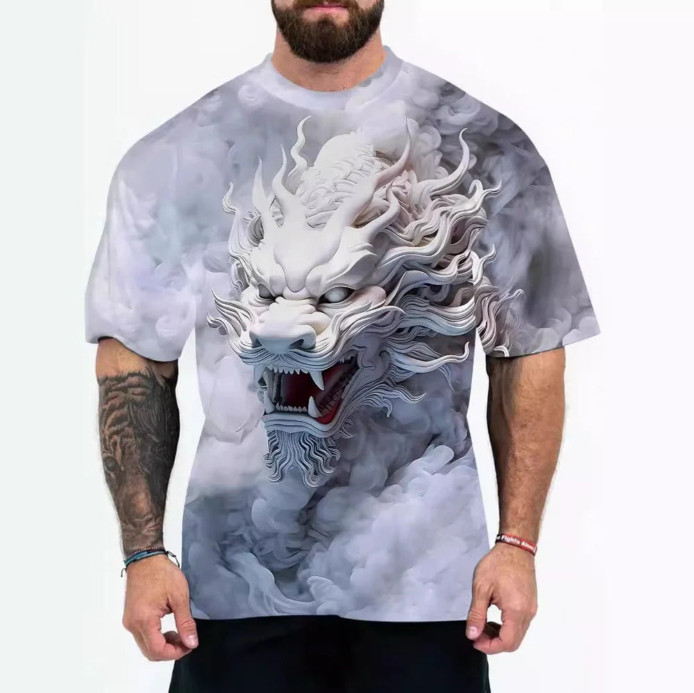 Men's loose fit chemical fibre blend t-shirt with regular sleeves and pullover design