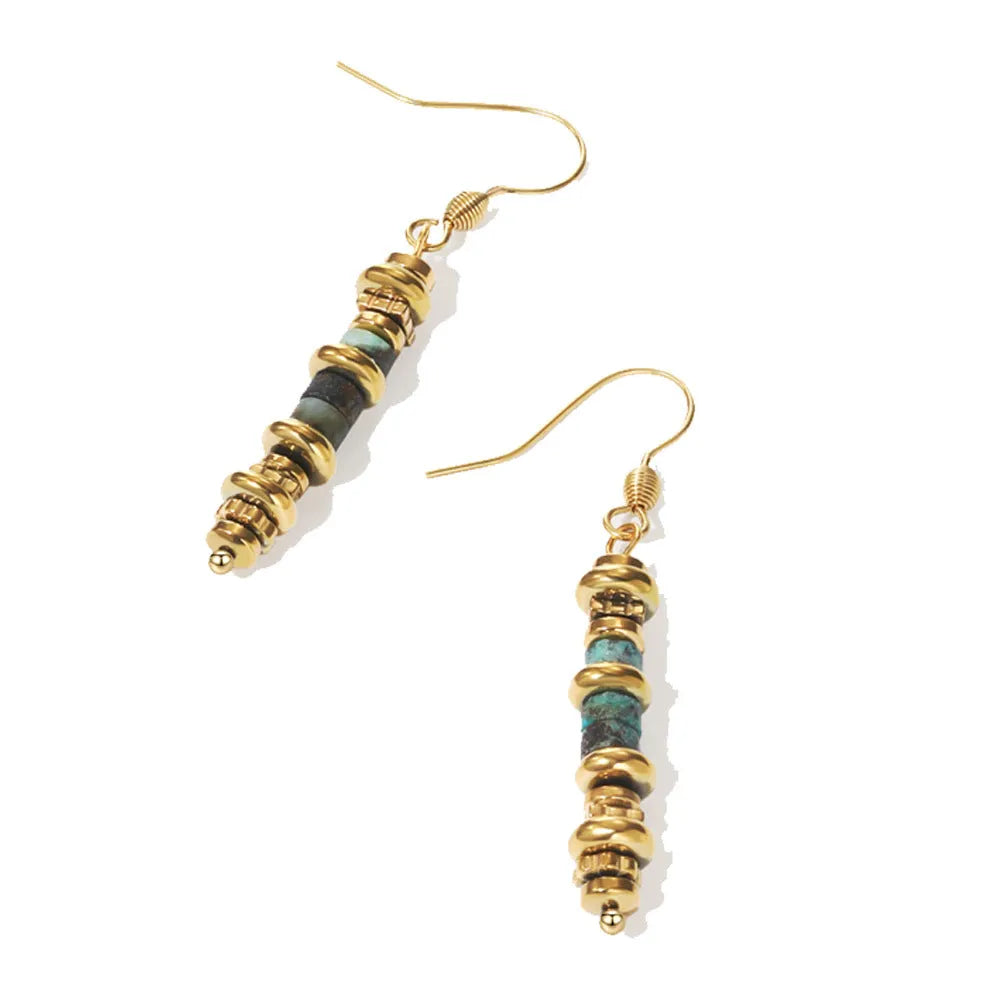 Geometric retro titanium steel dangle earrings in colour SE22101520.