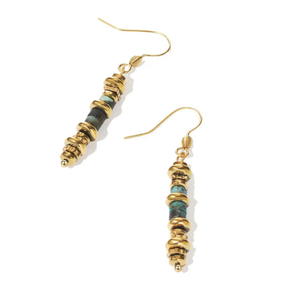 Geometric retro titanium steel dangle earrings in colour SE22101520.