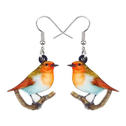 Acrylic Blue Titmouse geometric pendant earrings with snake detail elements, lightweight 5g design
