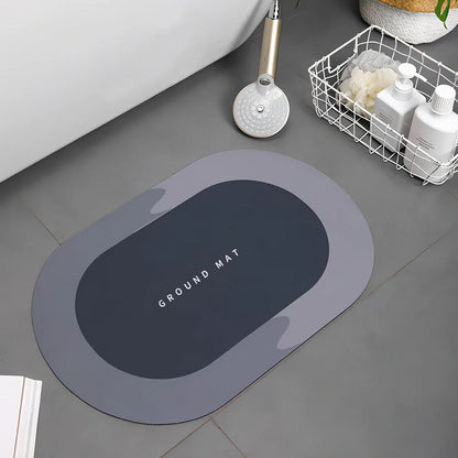 Diatom mud bathroom mat 400x600mm with natural grey colour and non-slip backing