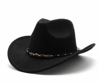 Brown leather velvet cowboy hat with curved brim and conical crown.