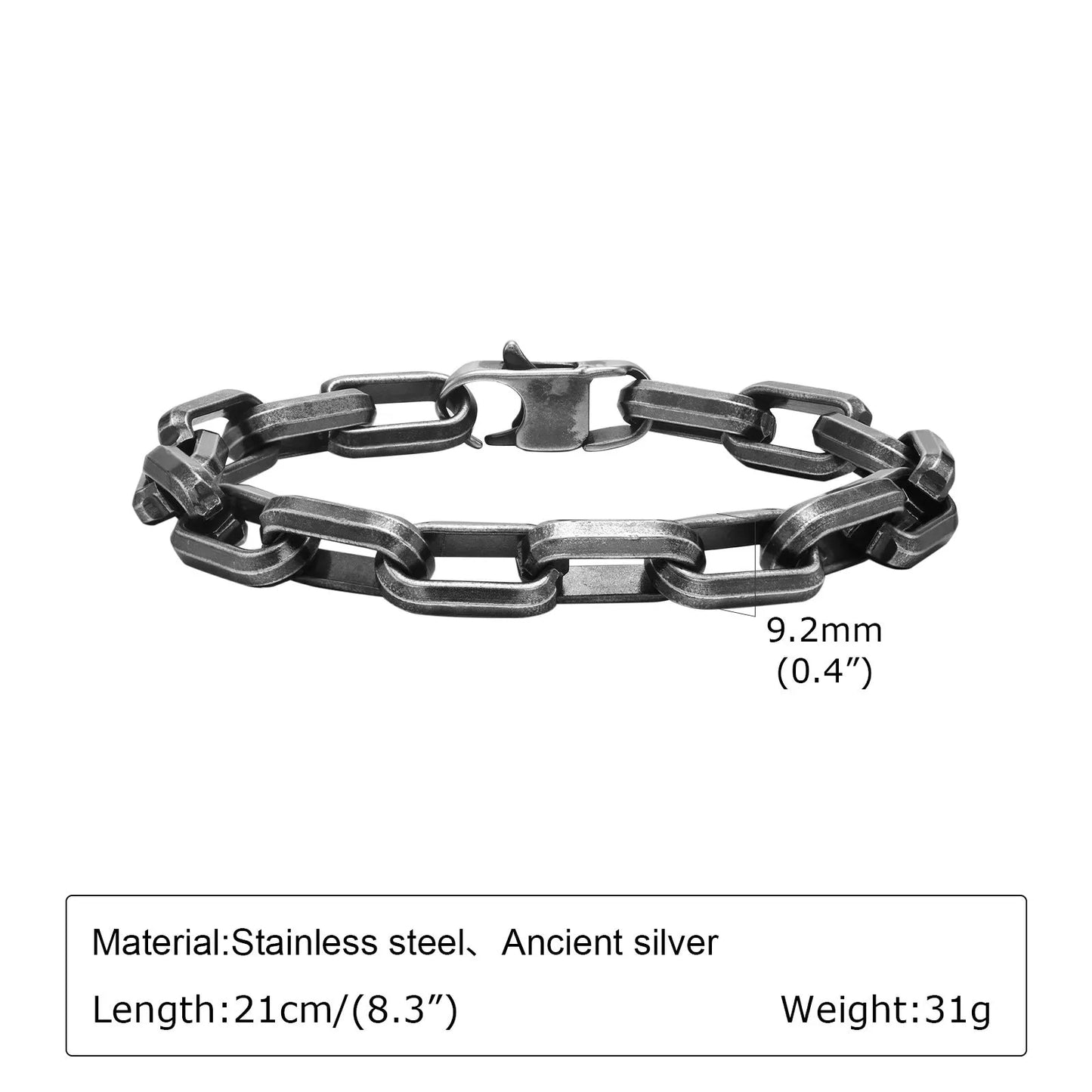 Men's titanium steel bracelet with square chain design in electroplated finish