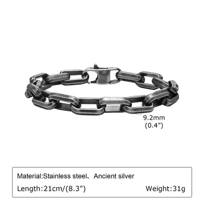 Men's titanium steel bracelet with square chain design in electroplated finish