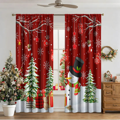 3D digital printed Christmas curtains with festive pattern, available in two sizes with high sunshade function
