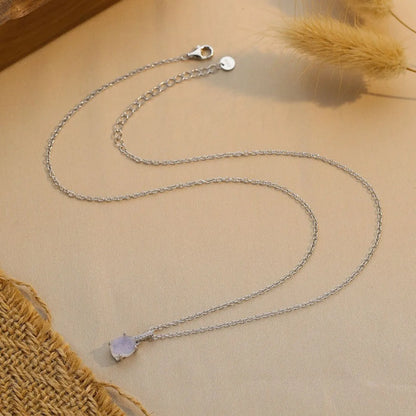 S925 sterling silver geometric moonstone pendant necklace with curb chain in gold plating