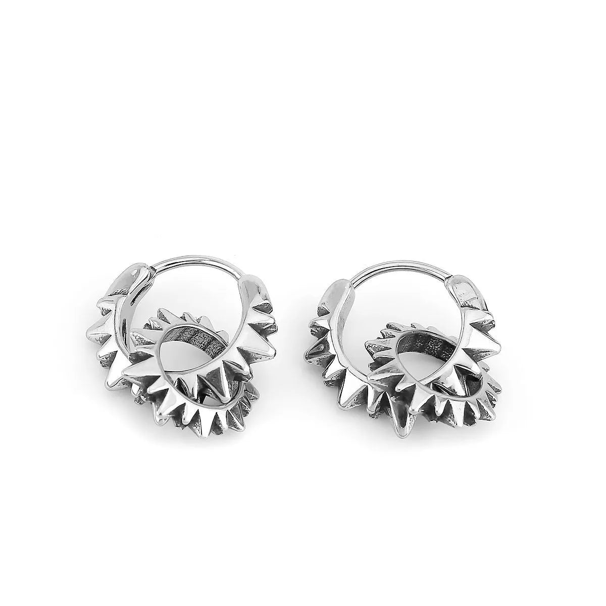 Simple round stainless steel hoop earrings with a polished finish, shown on a plain background.