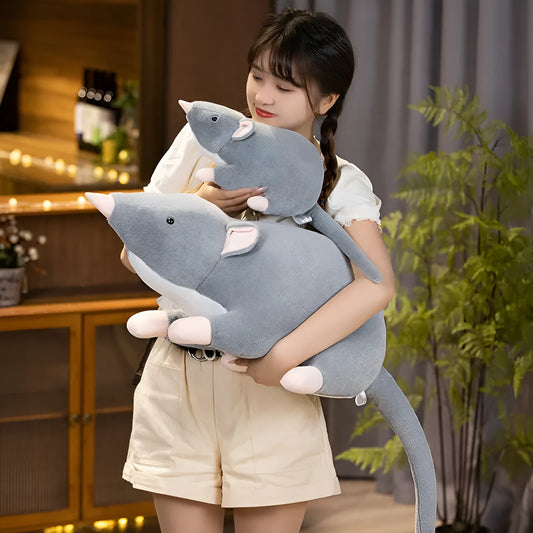 Cartoon mouse plush doll toy in three size options: 32cm, 50cm, and 100cm heights
