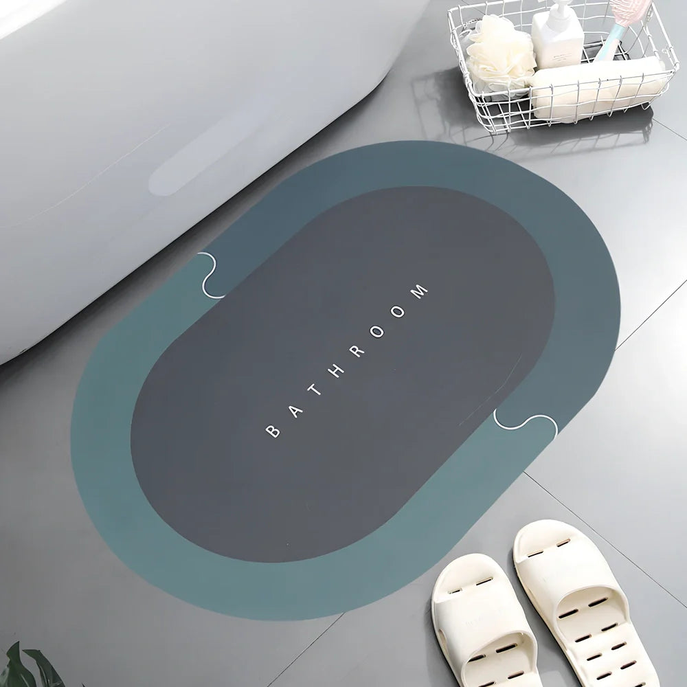 Diatom mud bathroom mat 400x600mm with natural grey colour and non-slip backing