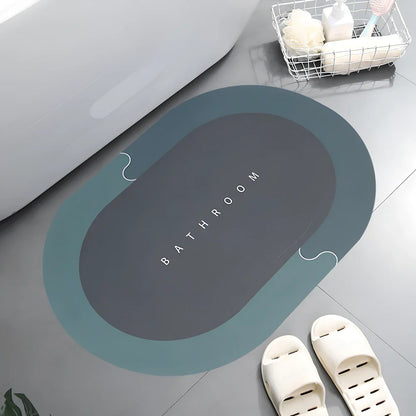 Diatom mud bathroom mat 400x600mm with natural grey colour and non-slip backing