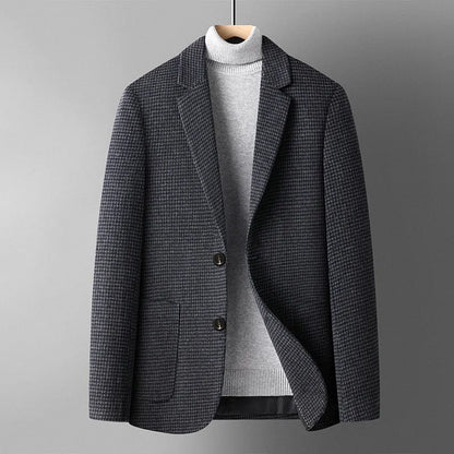 Men's slim-fit wool suit in grey colour with non-ironing fabric for autumn and winter wear