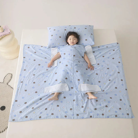 Anti-kick sleeping bag multifunctional cover blanket in summer colour option with antibacterial fibre filling