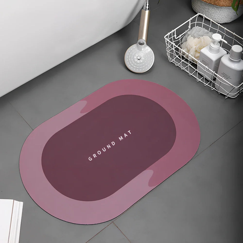 Diatom mud bathroom mat 400x600mm with natural grey colour and non-slip backing