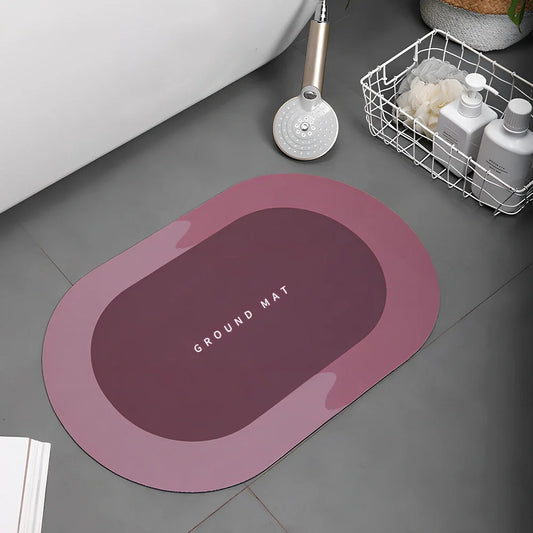 Diatom mud bathroom mat 400x600mm with natural grey colour and non-slip backing