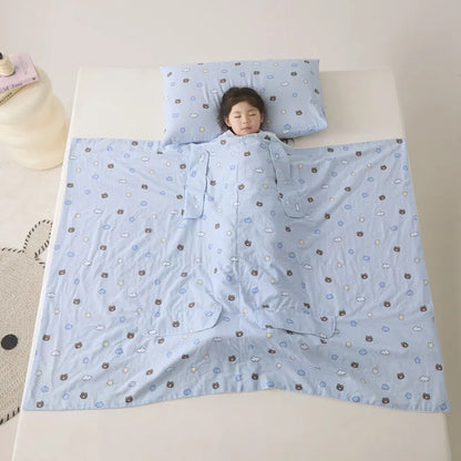 Anti-kick sleeping bag multifunctional cover blanket in summer colour option with antibacterial fibre filling