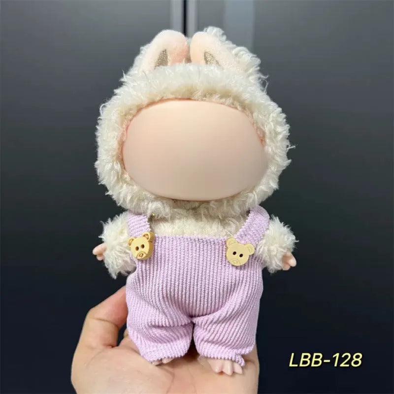Plastic costume for 17cm vinyl doll in style LBB100 with size chart for fit guidance