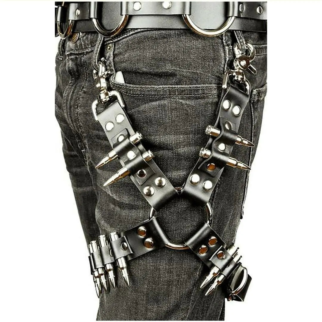 Black PU leather leggings for fashion or costume wear.
