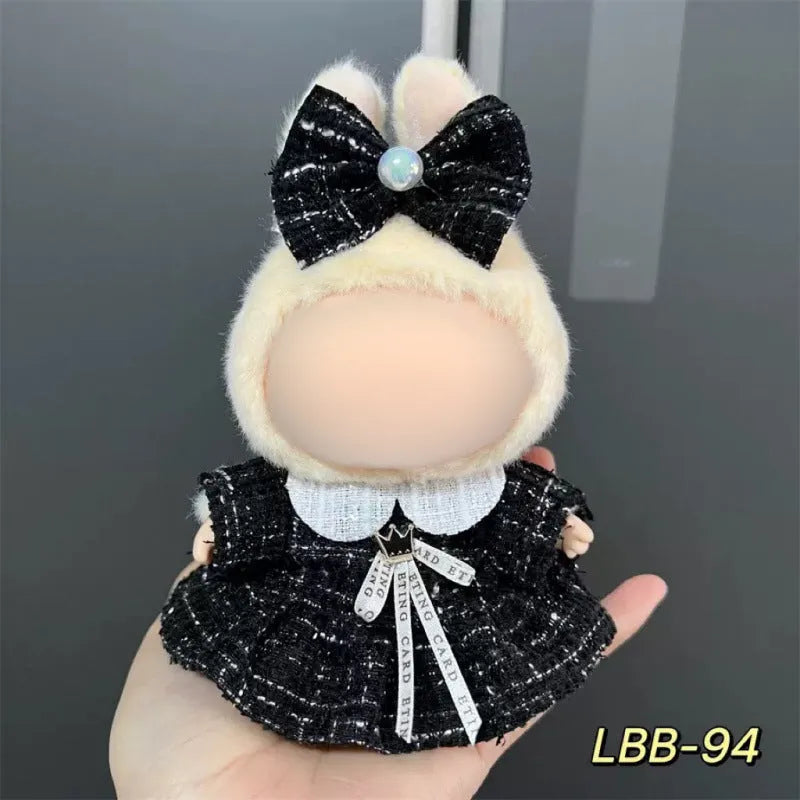 Plastic costume for 17cm vinyl doll in style LBB100 with size chart for fit guidance