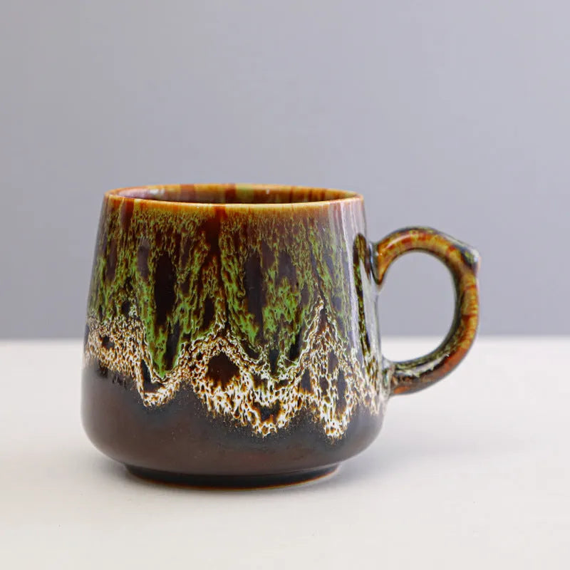 350ml large capacity retro style coffee mug with 8.5cm height and 8cm diameter