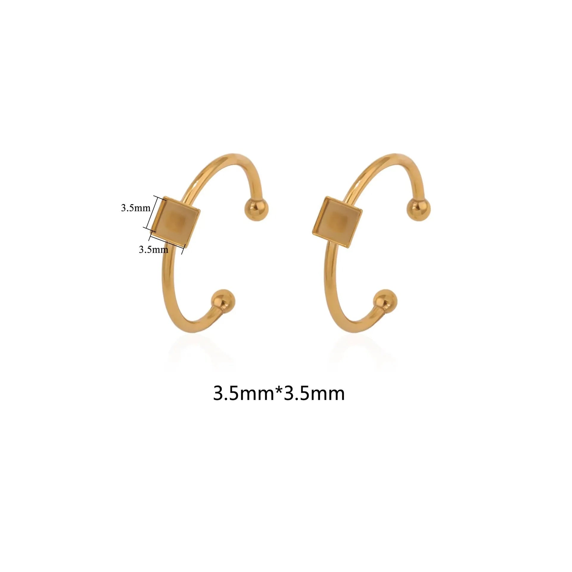 Stainless steel DIY ring setting with electroplated gold finish and totem pattern decoration